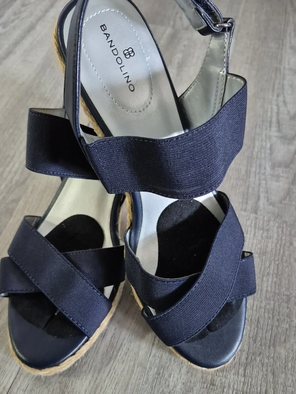 Bandolino Women's Blue Elastic-Strap Wedge Sandals